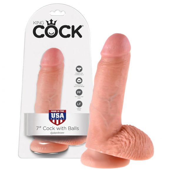 King Cock 18 cm Dildo mit Hoden - Natur