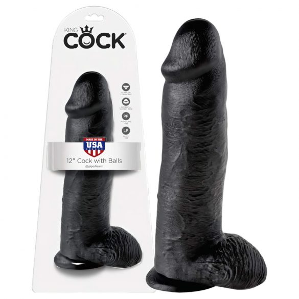 King Cock 12 Riesendildo (30 cm) - Schwarz