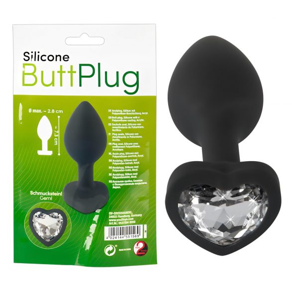 You2Toys Butt Plug - Schwarzer Analplug mit weißem Stein