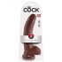 King Cock 9 - Haftfuß Dildo mit Hoden (23cm) - Braun