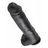 King Cock 11 - großer Saugnapf-Dildo mit Hoden (28cm) - schwarz