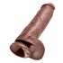 King Cock 11 - Saugnapf, Eier-Dildo (28cm) - Braun