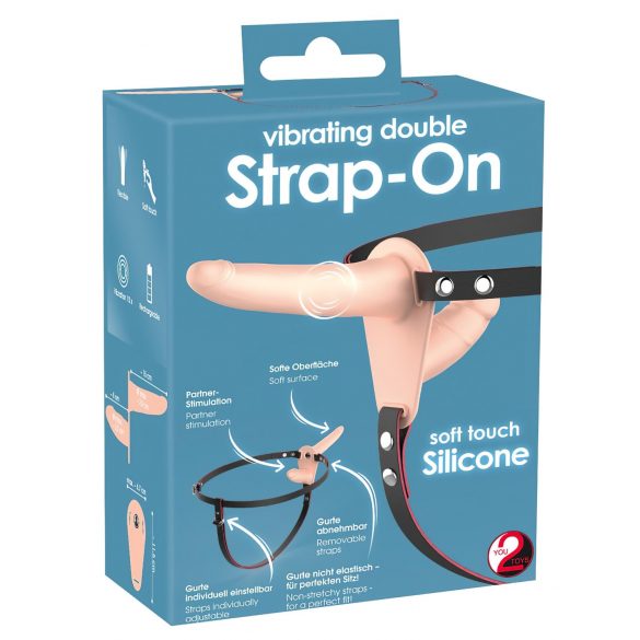 You2Toys - Akku Strap-On Doppelvibrator (natur)