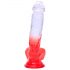 Sunfo - Saugnapf-Dildo mit Hoden - 21cm (transparent-rot)