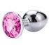 Sunfo - Metall-Analplug mit Stein (Silber-Pink)