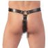 ZADO - Leder-Tanga mit Dildo und 3 Penisringen - L/XL