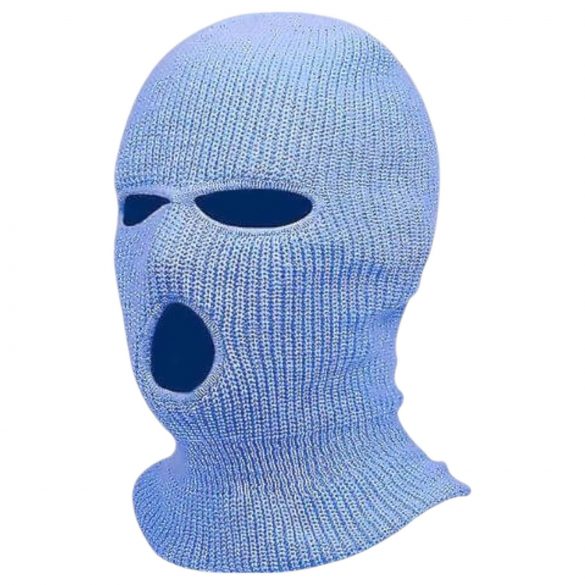 Strick-Balaclava mit 3 Öffnungen (Blau)