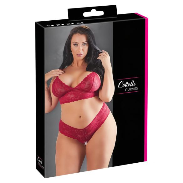 Cottelli Plus Size - Weiches Spitzen-BH-Set (Rot)