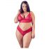 Cottelli Plus Size - Weiches Spitzen-BH-Set (Rot) - 4XL