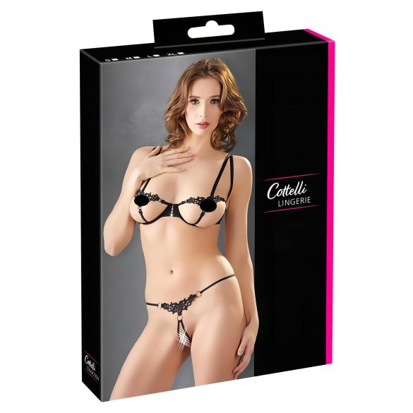 Cottelli - Glitzernde Stickerei BH-Set (schwarz)