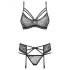 Obsessive 818-SEG-1 - Strassz- und Spitzendessous-Set (Schwarz) - L/XL