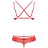 Obsessive 860-SET-3 - Rote Spitze-BH-Set mit Riemen und Rosen