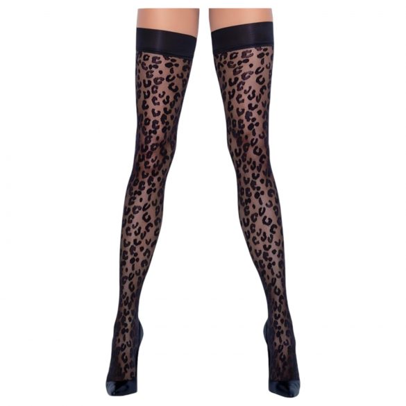 Cottelli Legwear - Schwarze Leoparden-Overknees - 4