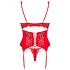 Obsessive Amor Cherris - Spitzen-Set mit Strumpfhalter (rot)