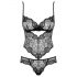 Obsessive Alluria - Blumen-Spitzenbody (schwarz)