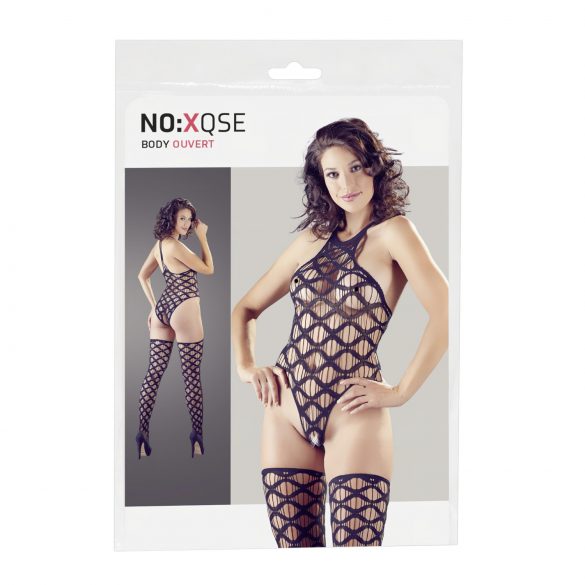 NO:XQSE - Wellen-Bodysuit & Halter - Schwarz (S-L)