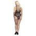 Cottelli Curves Plus Size - Transparenter Body mit Muster (Schwarz)