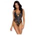 Cottelli Party - Schwarz Body mit Blumenmuster - XL