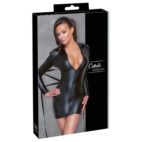 Cottelli Bondage - Glänzendes, figurbetontes Kleid mit Fessel (schwarz) - L