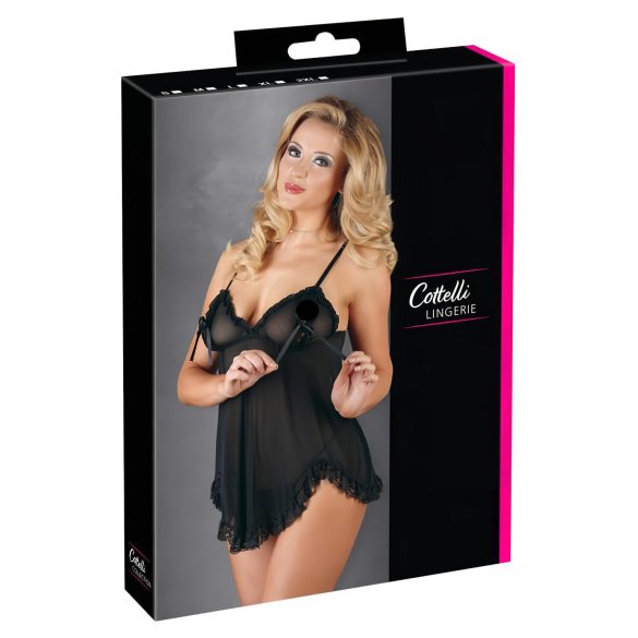 Cottelli - Luftiges, Rüschen-Babydoll (schwarz) - L