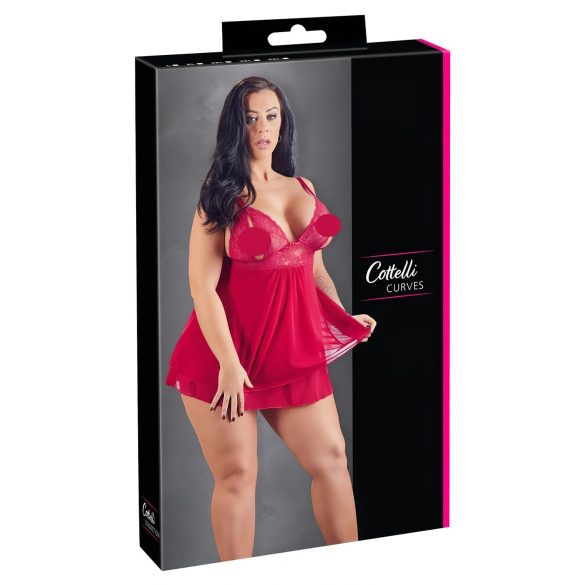 Cottelli Plus Size - Spitzen Babydoll in Rot