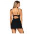 Obsessive Luvae - Blumiges, Strass-Nachthemd mit Tanga (Schwarz) - L/XL