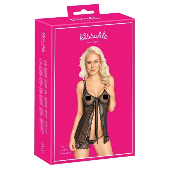 Küss mich - Offenes Babydoll (Schwarz)