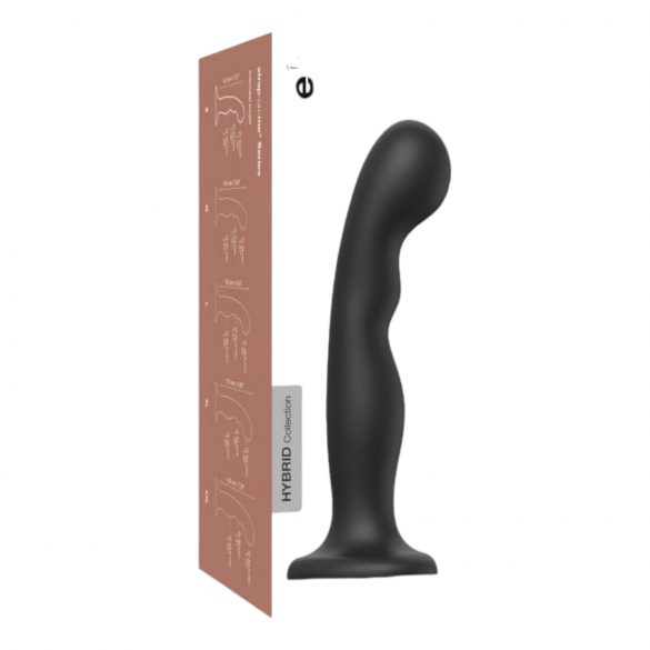 Strap-on-me P&G L – Gebogener Dildo mit Basis (schwarz)