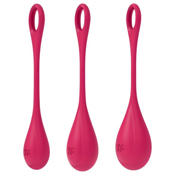 Satisfyer Yoni Power 1 - rotes Geishakugel-Set (3-teilig)