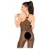 Penthouse Love on Fire - Glänzender, durchsichtigter Catsuit mit String (Schwarz) - L/XL