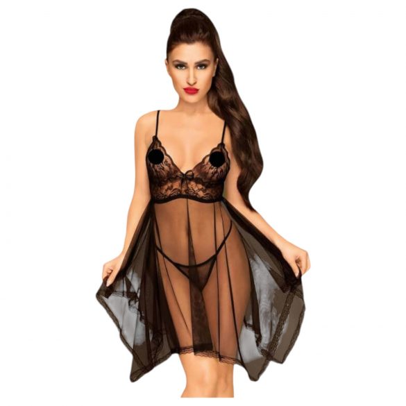 Penthouse Naughty Doll - Spitzenkleid & String (schwarz) - M/L