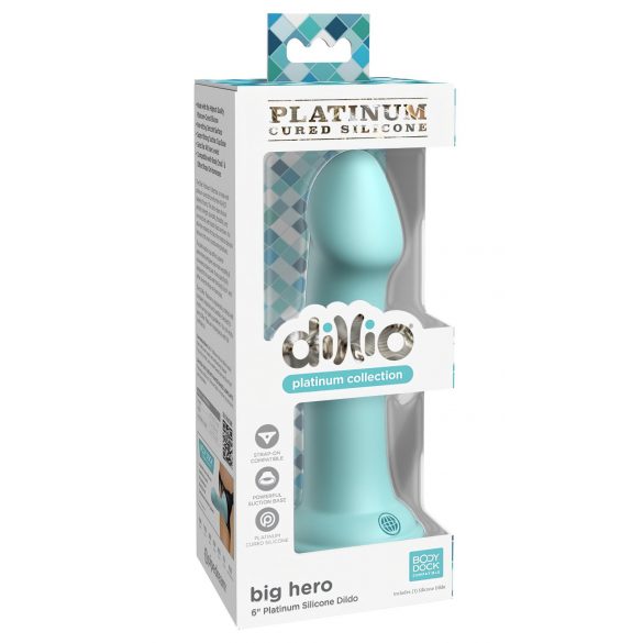 Dillio Big Hero - Saugnapf-Dildo (17 cm) - Türkis