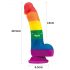 Lovetoy Prider - Realistischer Flüssigsilikon-Dildo - 19cm (Regenbogen)