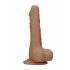 RealRock Dong 8 - Lebensechter Dildo mit Hoden (20cm) - Dunkles Natur.