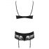 Obsessive Wonderia - Besticktes Spitzen-Set (Schwarz)